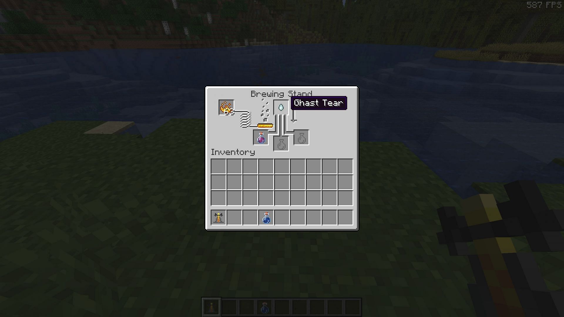Create an Awkward Potion and add ghast tears to it to get a Regeneration Potion (Image via Sportskeeda Gaming || Mojang Studios)